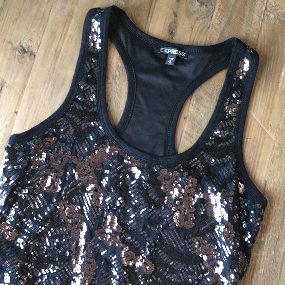 Black Sequin Express Racerback Dress